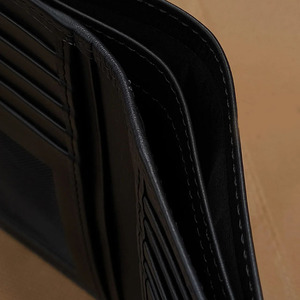 Black Smooth Plain Leather Short Vertical RFID Blocking Durable <b>Wallet</b> <b>Men</b> Luxury Slim Id Window Multi Slot Minimalist <b>Card</b> - Product Image 3