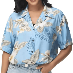 <b>Women's</b> Casual Short Sleeve Floral Tropical Print Blouse Tunic Top Plus Size <b>Hawaiian</b> Button <b>Shirt</b> for Summer & Autumn Outfit - Product Image 5