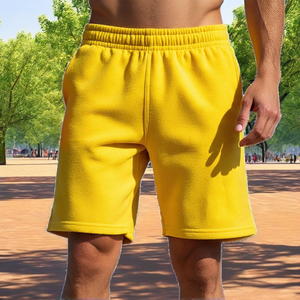 Shorts de sport décontractés pour hommes, automne, 65% coton, 30% polyester, avec cordon de serrage, poches, couleur unie, écologiques, respirants - Product Image 5