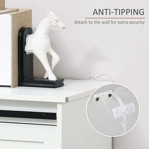 Credenza da Cucina in Stile Rustico Bianco con Porta Scorrevole e 3 Cassetti per Soggiorno - Product Image 6