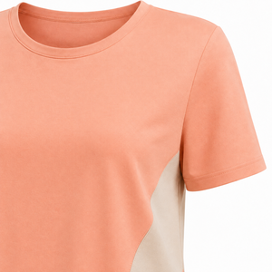 Custom Logo Womens <b>Coral</b> Two Piece Summer Lounge Set Crew Neck <b>Top</b> Shorts Breathable Casual Sportswear WS-0500 - Product Image 6