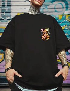 Camiseta Premium de Hip Hop para Hombre, Corte Holgado, Mezcla de Algodón, Tela Gruesa, Logotipo en Relieve - Product Image 4