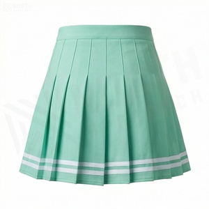 Minifalda Plisada para Mujer, Color Sólido, Satén, Verano, Transpirable, Estilo Casual Urbano, Verde con Rayas Blancas - Product Image 2