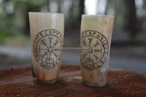 Personalizado exquisito Vintage oso bebiendo Koi taza hecha a mano cuerno Natural corto antiguo tallado estilo Animal negocio perfecto - Product Image 2