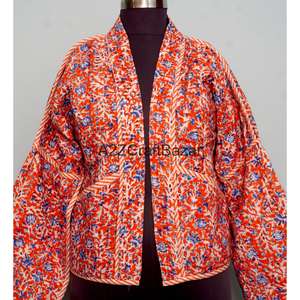 Veste matelassée Kantha florale 100 % coton pur, faite à la main, écologique, confortable et respirante pour femmes et filles – Meilleure vente - Product Image 2