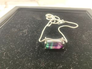 <b>Rainbow</b> Necklace Gradient Colored square Cubic Zirconia Necklace Stainless Necklace Gemstone Handmade Jewelry <b>Top</b> Quality - Product Image 5