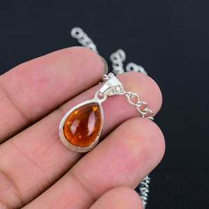 Pendentif en ambre de la Baltique fait main en argent sterling 925, pierre d'ambre naturelle, bijoux de la marque NIKHIL GEMS, style vintage, pour homme et femme - Product Image 5