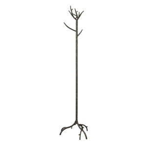 Perchero minimalista de pie con almacenamiento de tres niveles y ganchos para la entrada, diseño de metal negro, estilo industrial. - Product Image 6