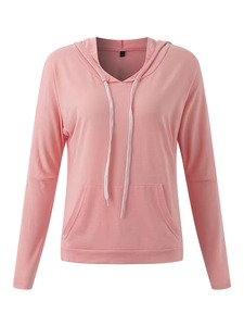 Sudadera Ligera Personalizada para Mujer, Cuello en V, Manga Larga, Jersey de Algodón, con Cordón, Top Delgado, Venta al Por Mayor OEM - Product Image 4