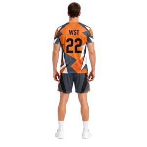 Uniforme de Voleibol con Camuflaje Digital Naranja y Gris, Sublimado, de Poliéster Premium, Duradero y Transpirable - Product Image 2