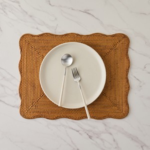 Beautiful Scalloped Rattan Placemat Wicker <b>Table</b> Mat Dining Placemat Rustic <b>Table</b> Setting Decor Perfect For Home Dining <b>Display</b> - Product Image 2