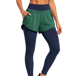Shorts de Alto Rendimiento con Leggings, Tela de Primera Calidad, Tacto Suave, Estilo Urbano, Cintura Elástica, Leggings de Yoga para Mujer - Product Image 1
