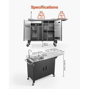 Carrello per Barbecue da Esterno con Lavello e Armadietto Portaoggetti, Isola Cucina con Piano in Acciaio Inox da 52 Pollici - Product Image 2