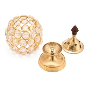Gold Metal Crystal <b>Tealight</b> <b>Candle</b> Holder Decorative Votive Lantern for Home Wedding Ramadan Festival Table Decor Wholesale - Product Image 3