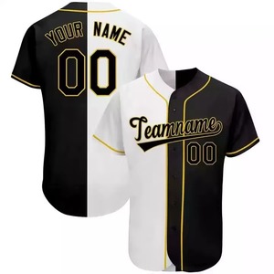 Camiseta de Béisbol Personalizada para Hombre, Nombre del Equipo 00, Diseño Dividido en Blanco y Negro, Impresión Sublimada, Poliéster Transpirable, Manga Corta, Talla Adulto - Product Image 1