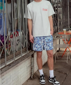 <b>Men</b> Blue Geometric Print Board Shorts Mid Waist Drawstring Quick Dry Swim <b>Trunks</b> with Pockets Casual Style - Product Image 2