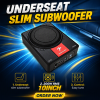 Subwoofer de voiture actif Marriola ultra-fin 10 pouces 200 Watts à installer sous le siège 14.4V en aluminium pur Super Bass Puissant - Vente Flash
