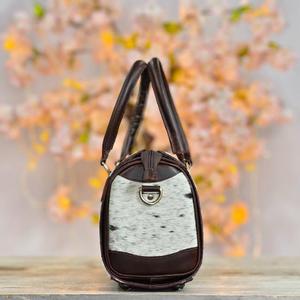 Bolso de Mano de Cuero Genuino con Patrón de Piel de Vaca, Cierre de Cremallera, Ligero, Gran Capacidad, Estilo Casual de Viaje para Mujer - Product Image 3