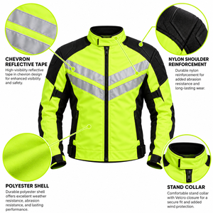 Blouson moto haute visibilité pour homme, veste réfléchissante pour la conduite de nuit, fournisseur OEM, vente en gros, logo personnalisé disponible, vêtements pour motards - Product Image 6