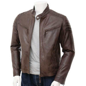 Veste en cuir vintage confortable pour homme, style motard, haute qualité, imperméable et respirante, idéale pour l'hiver – Grande Vente - Product Image 1