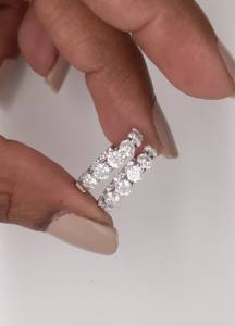 Anillo de Boda de Lujo con Diamantes, Joyería de Oro Blanco Sólido de 14K, Pendientes de Aro con Diamantes Cultivados en Laboratorio de Corte Redondo de 2.20 Ct, Regalo de San Valentín - Product Image 3