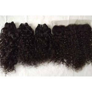 Extensions de cheveux indiens bruts non traités de 8 pouces avec closure, provenant d'un seul donneur, styles bouclés et ondulés, modèle - Product Image 1