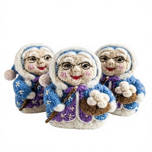 <b>Handmade</b> Knitted Eco-Friendly Grandmother <b>Dolls</b> Flower Basket Traditional Christmas Decoration Indoor Wall Hanging Custom Size - Product Image 1