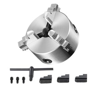 Mandrino per tornio manuale autocentrante da 6FT con intervallo di serraggio di 0,14 pollici, compatibilità 6,3 pollici/3,5 pollici, viti di fissaggio a T reversibili - Product Image 1