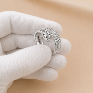 Unisex 18K Plated Yellow Gold Moissanite Snake <b>Ring</b> Round Shape Diamond Double Hoop <b>Adjustable</b> Luxury Jewelry - Product Image 6