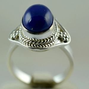 <b>Lapis</b> <b>Lazuli</b> <b>Ring</b> 925 Sterling Silver Handmade Boho Statement Promise Jewelry for Women Natural Oval Shape Gemstone Jewelry - Product Image 1