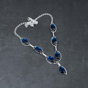 Collar de topacio azul de Londres personalizado, plata de ley 925, joyería con piedras preciosas, elegante, hecho a mano, regalo del Día de San Valentín para mujer - Product Image 3