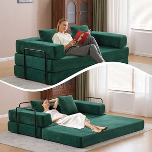 Divano Letto Convertibile Comodo con Supporto Lombare a Cuscino e Braccioli, Futon Lounge Sleeper C-Product - Product Image 6