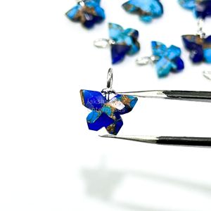 Pendentif papillon en turquoise Mohave bleu lapis AAA, argent 925, pierre précieuse sculptée à la main, pendentif turquoise naturel pour bijoux - Product Image 2