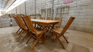 Mesa de Comedor Extensible de Teca y Juego de 8 Sillas Plegables para Exteriores, Restaurante, Hotel, Resort, Villa, Muebles al por Mayor OEM - Product Image 2
