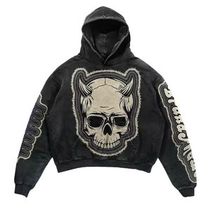 Sweat à capuche style vintage délavé, coupe ample décontractée, streetwear confortable, logo personnalisé disponible - Product Image 5