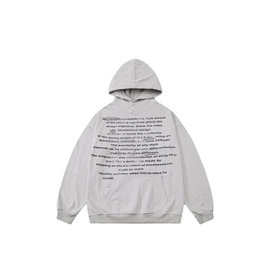 Fashion Poetry Sweat à capuche coupe ample, effet vieilli, imprimé lettres effet éclaboussures d'encre, en molleton bouclette 100% coton, délavé à l'acide et effet soleil, coupe oversize - Product Image 6