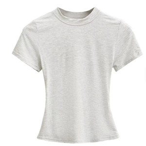 T-shirt de sport pour femme, coupe ajustée, manches courtes, 100% coton tricoté, séchage rapide, anti-rides, anti-boulochage, toutes saisons - Product Image 3
