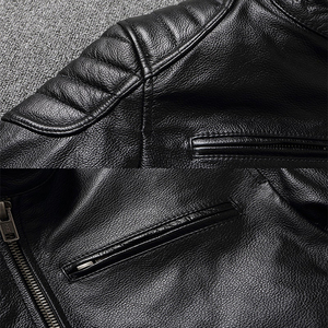 Chaquetas de Cuero Personalizadas de Alta Calidad, Unisex, Casuales, a la Moda, de Cuero Vacuno Original, Chaqueta de Motocicleta para Hombre, Corte Regular - Product Image 5