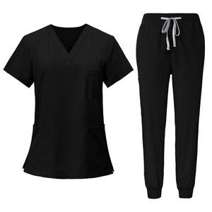 GLOWING NEON INDUSTRY Women's Doctor Scrub <b>Top</b> Set V-Neck Short Sleeve Rayon Woven Fabric Seamless Fusing Hospital Uniform - Product Image 2