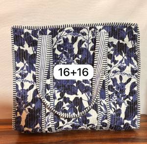 Bolso Tote Acolchado Floral para Mujer, Bolso de Hombro de Algodón, Bolso de Mano Abierto para Viajes Diarios - Product Image 3