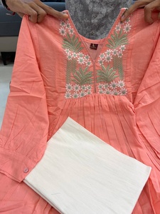 Haut et pantalon palazzo en pur coton, nouvelle création, avec broderie originale, pour femmes, d'un fournisseur indien. - Product Image 4