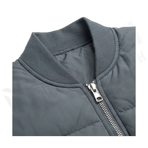 Your2aone Bomber Jacket Gray Full Sleeve Winter Windproof Polyester Filling Stand Collar Zipper Closure - Product Image 4