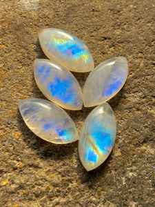 5 piezas de piedras preciosas calibradas de piedra lunar arcoíris, cabujones marquise, piedras sueltas naturales para la fabricación de joyas - Product Image 4