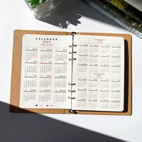 Agenda planificateur en cuir PU avec couverture personnalisée, format A5, carnet de notes, reliure à feuilles mobiles