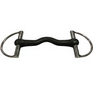 NEW HORSE RUBBER MOUTH Ribbed Flexi D BIT STEEL /HORSE HARD RUBBER MOUTH RIBBED PEHLAM FULL CHEEK D BITS HANGING CHEEK - Product Image 3