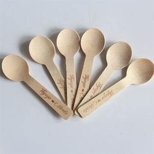 Cuchillo de bloque natural barato de <span class=keywords><strong>China</strong></span>, tenedor de madera, mango de cuchara, Mini helado, cuchara cuadrada desechable - Product Image 3