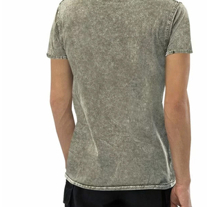 เสื้อยืดคอตตอนถักคุณภาพสูง OEM 100% ล้างสีแบบแอซิดวอช สำหรับผู้ชาย ระบายอากาศได้ดี แห้งเร็ว สไตล์ลำลอง สีดำล้วน คอกลม วินเทจ ฮิปฮอป - Product Image 3