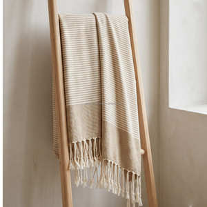 Manta de Algodón con Flecos y Rayas Estilo Boho, Manta Texturizada para Sofá, Exportador B2B - Product Image 2