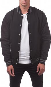 Custom Unisex Varsity <b>Baseball</b> <b>Bomber</b> <b>Jacket</b> College Letterman Wool Sleeves Stand Collar Featuring Front Logo Geometric - Product Image 2