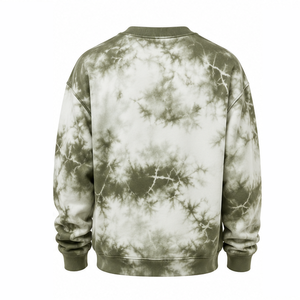 Sweat-shirt léger en molleton bouclette à col rond, motif tie-dye ondulé, fabrication sous marque privée, mode confortable, streetwear décontracté - Product Image 2